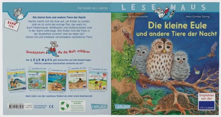 Actual product image LESEMAUS 174: Die kleine Eule und andere Tiere der Nacht (German, Friederun Reichenstetter, Hans-Günther Döring, 2023)