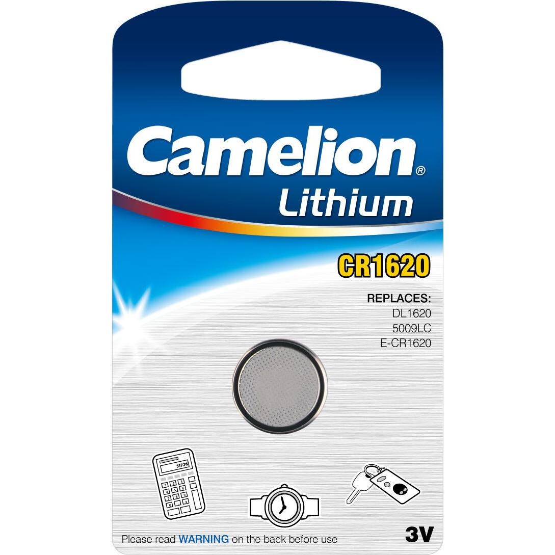 Camelion Pila a bottone al litio, CR1620 / DL1620 / 5009LC / E-CR1620 / 280-208, 3V - 1 pezzo (1 pz., CR1620, 70 mAh), Batterie + pile
