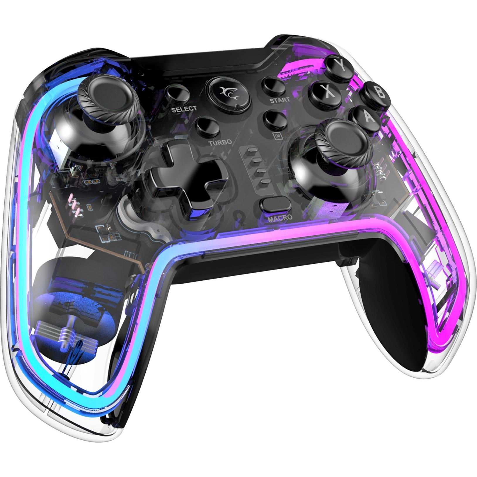 White Shark GPW-8040 Praetorian RGB BT Controller (Android, iOS, PC, PS3, PS4, Switch), Controller gaming, Trasparente