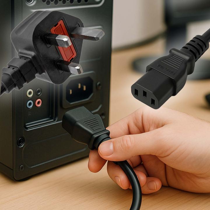 Actual product image Wiltec UK Netzkabel 1,4m Kaltgerätekabel Stromkabel gewinkelt Kaltgerätestecker (1.40 m)
