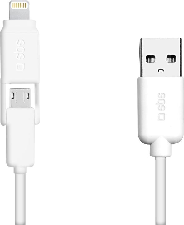 Actual product image SBS USB – Lightning /Micro USB data cable (1 m, USB 3.2 Gen 1)