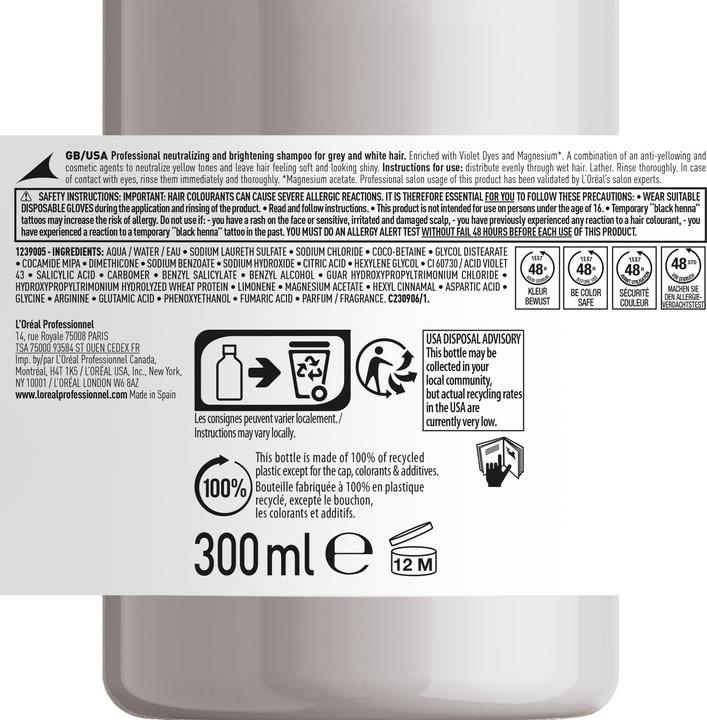 Immagine prodotto L'Oréal Professionnel Série Expert Silver - Shampoo professionale (300 ml, Shampoo liquido)