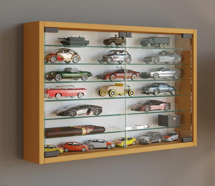Actual product image VCM Wooden Glass Hanging Showcase Wall Display Case Collector's Deco Showcase Mandosa XL (60 x 10 x 40 cm)