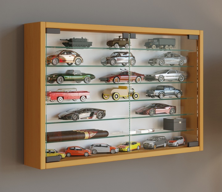 Productafbeelding VCM Houten Glazen Hangende Vitrine Wandvitrine Verzamelaar's Deco Vitrine Mandosa XL (60 x 10 x 40 cm)