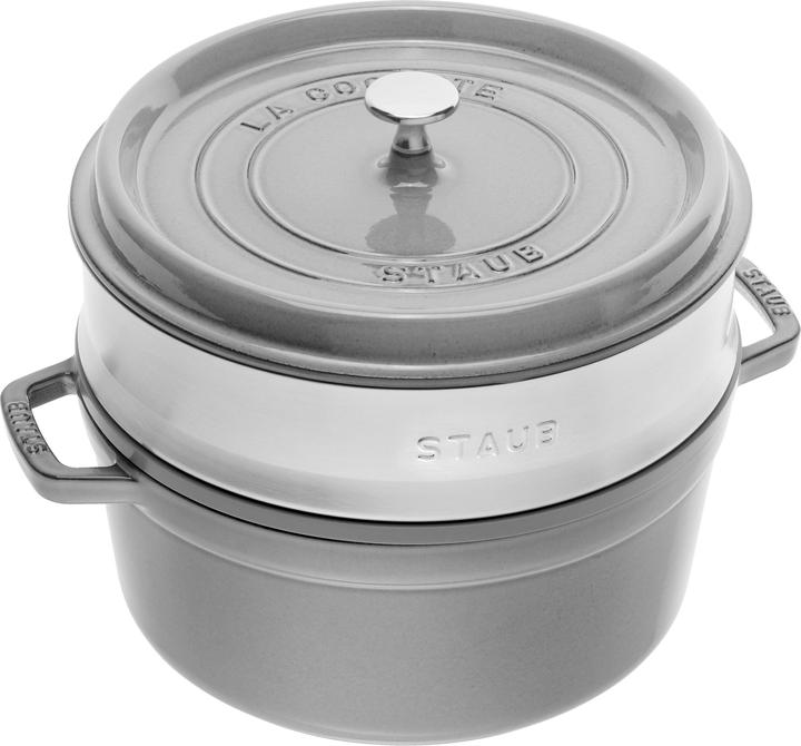 Image du produit Staub Cocotte avec insert vapeur (26 cm, Cocotte + faitout, Fonte, Émail, Acier inoxydable)