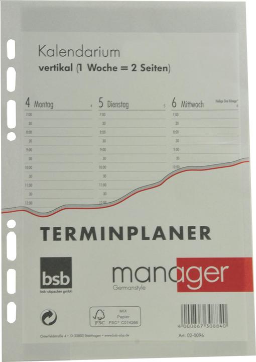 BSB-Obpacher Kalendarium für Timer ca. A5 1Woche/2Seiten (A5)