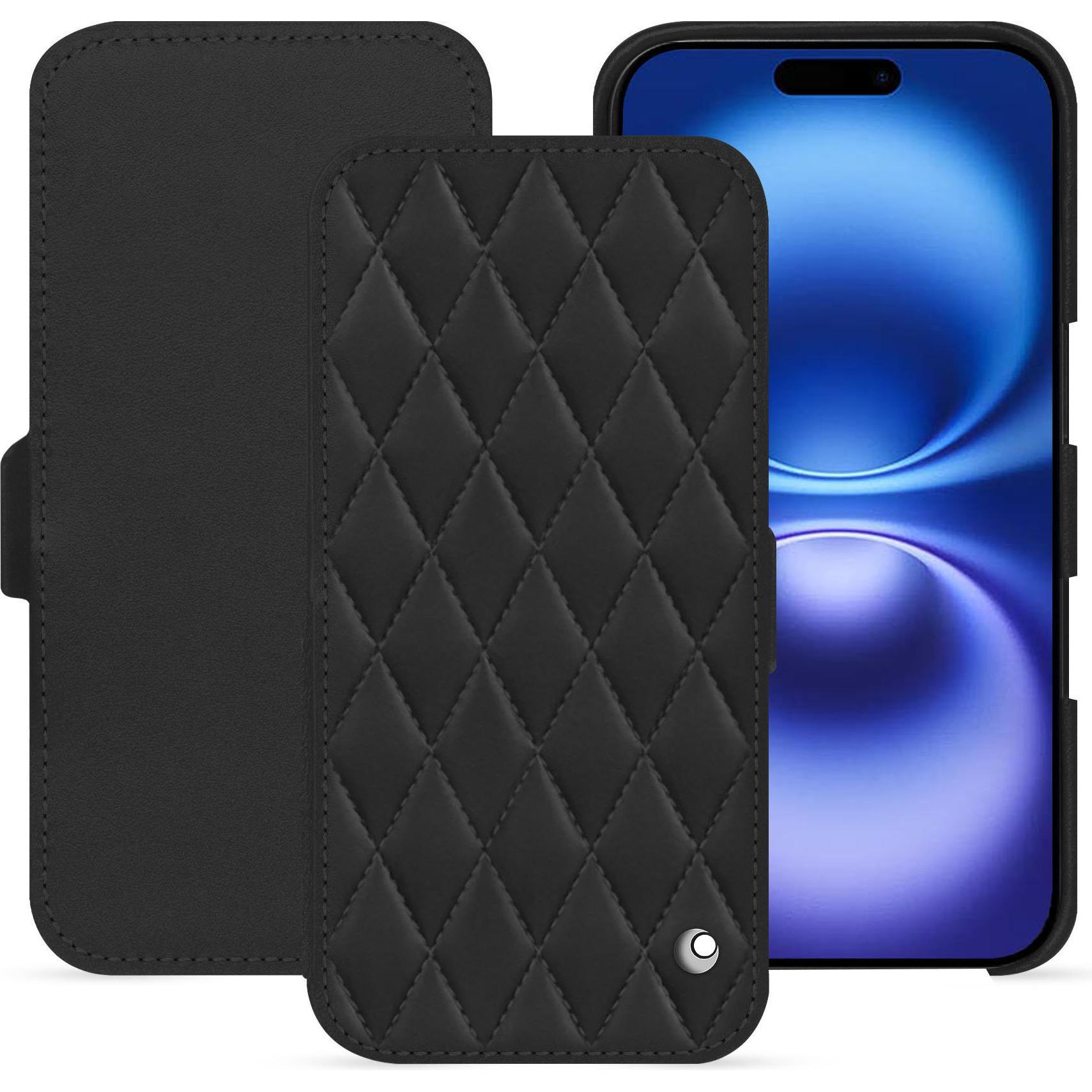 Noreve Lederschutzhülle horizontal (Apple iPhone 16), Smartphone Hülle, Schwarz