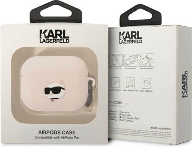 Produktbild Karl Lagerfeld KLAPRUNCHP AirPods Pro cover pink/pink Silicone Choupette Head 3D (Kopfhörer Tasche)