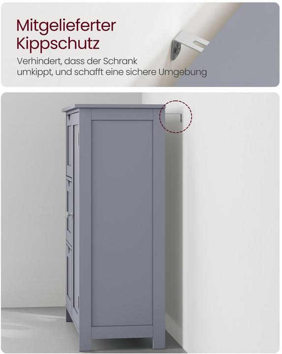 Immagine prodotto Vasagle Kommode in Landhausstil 60 x 80 cm, Grau (60 x 28.50 x 80 cm)