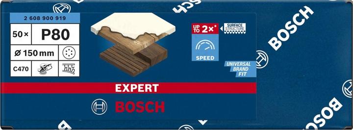 Productafbeelding Bosch Professional Zubehör Expert C470 Schuurpapier met 6 gaten voor excentrische schuurmachine, 150 mm, G 80, 50 stuks. (80)