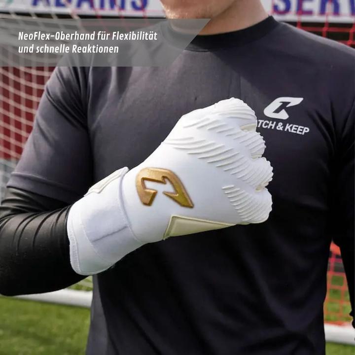 Produktbild Catch & Keep Fussballhandschuhe Invictus White Gold Gr. 11 Torwart Goalie Handschuhe (11)