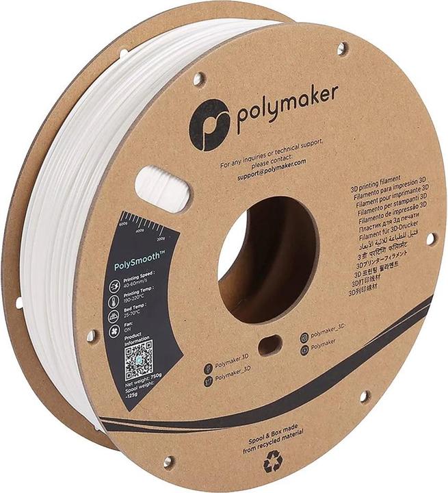Actual product image Polymaker PJ01002 PolySmooth Filament polishable 1.75 mm 750 g White 1 pc. (PVB, 1.75 mm, 750 g)
