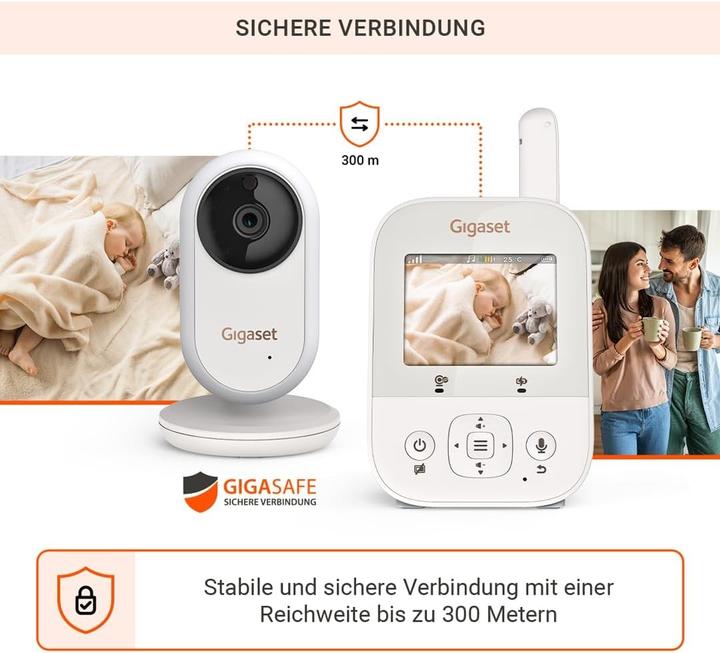 Actual product image Gigaset Baby 300 Video-Babyphone cream white/warm grey (Video & Audio, 300 m)