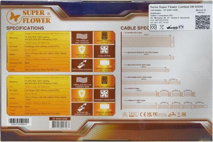 Produktbild Super Flower Combat DB Netzteil, 80 PLUS Bronze, ATX 2.52 - 650 Watt (650 W)