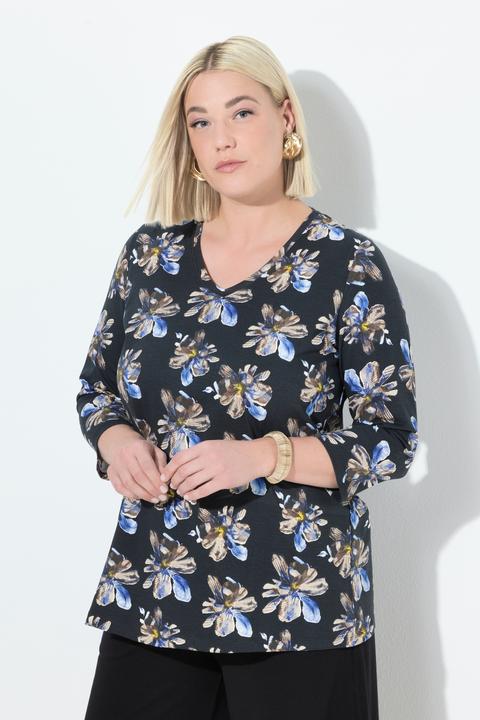 Produktbild Ulla Popken Shirt, A-Linie, V-Ausschnitt, 3/4-Arm (50, 52)