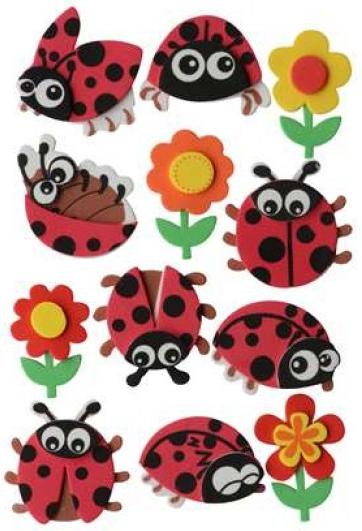 Actual product image Glorex 3D foam rubber 12tlg ladybird 4x3,5cm, self-adhesive