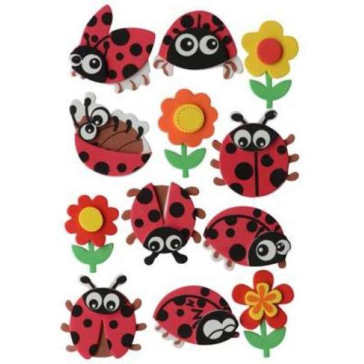 Glorex 3D Moosgummi 12tlg Marienkäfer 4x3,5cm, selbstklebend