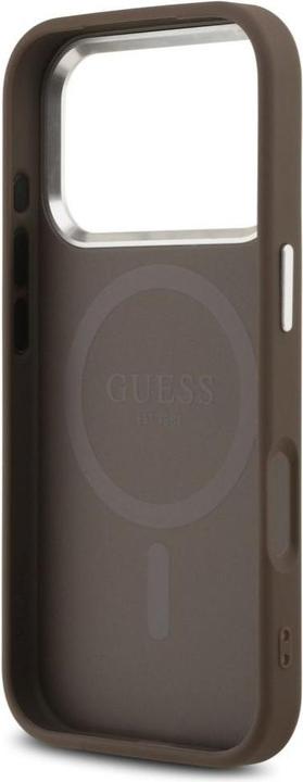 Produktbild Guess Case Magsafe 4G PU Leather Case With Triangle Logo And Silver Metal Camera Frame For iPhone 17 (Apple iPhone 17 Pro)