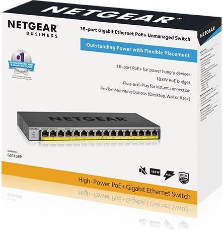 Actual product image Netgear Gs116pp (16 Ports)