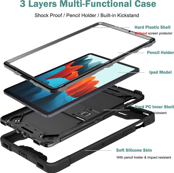 Produktbild Cazy Stossfest Hülle Kompatibel mit Samsung Galaxy Tab S8 - Schutz Fallfest Hülle - mit Stand Funktion 3 (Galaxy Tab S8)