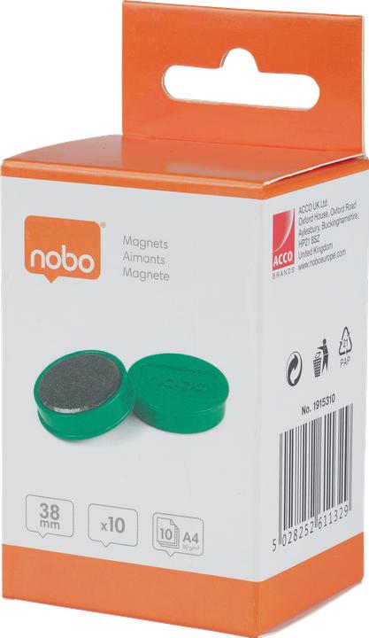 Actual product image Nobo Magnet round 38mm 1915310 green 10 pieces (10 x)