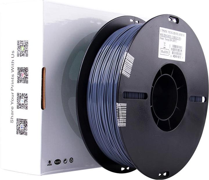 Productafbeelding eSUN PETG 1,75mm Solid Grey 1kg 3D Filament (PETG, 1.75 mm, 1000 g, Grijs)