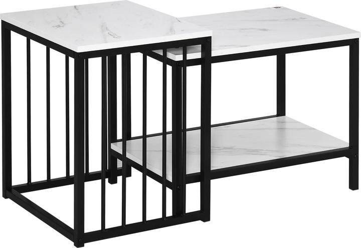 Image du produit Homcom Couchtisch Set MDF, Stahl Weiss+Schwarz