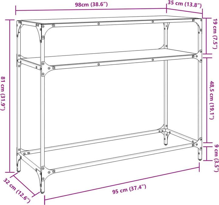Image du produit vidaXL Konsolentisch (98 x 35 x 81 cm)