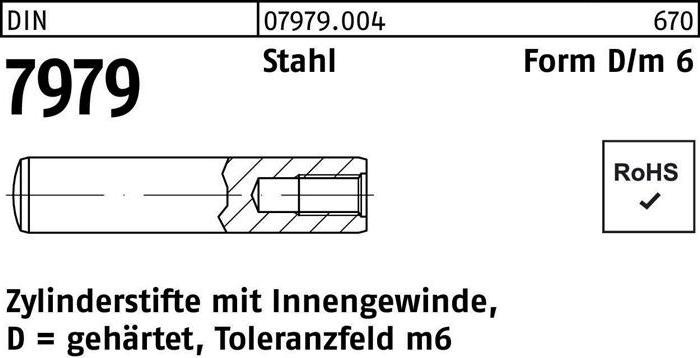 Produktbild Zylinderstift DIN 7979 m.Innengewinde D 20 x 55 Stahl gehärtet Toleranz m6 DIN 7979
