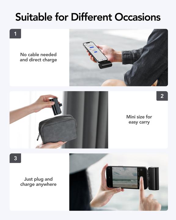 Actual product image Veger PLUGON-L PRO VG-W0558P 5000mAh Powerbank Lightning Bulit-in with KickStand (5000 mAh, 20 W, 18.50 Wh)