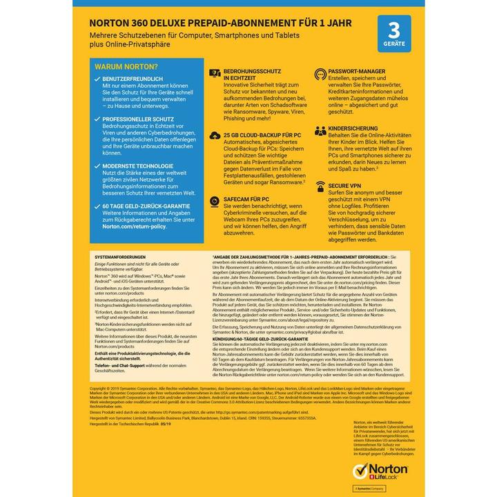 Produktbild Norton 360 Deluxe (3 User, 12 Monate)