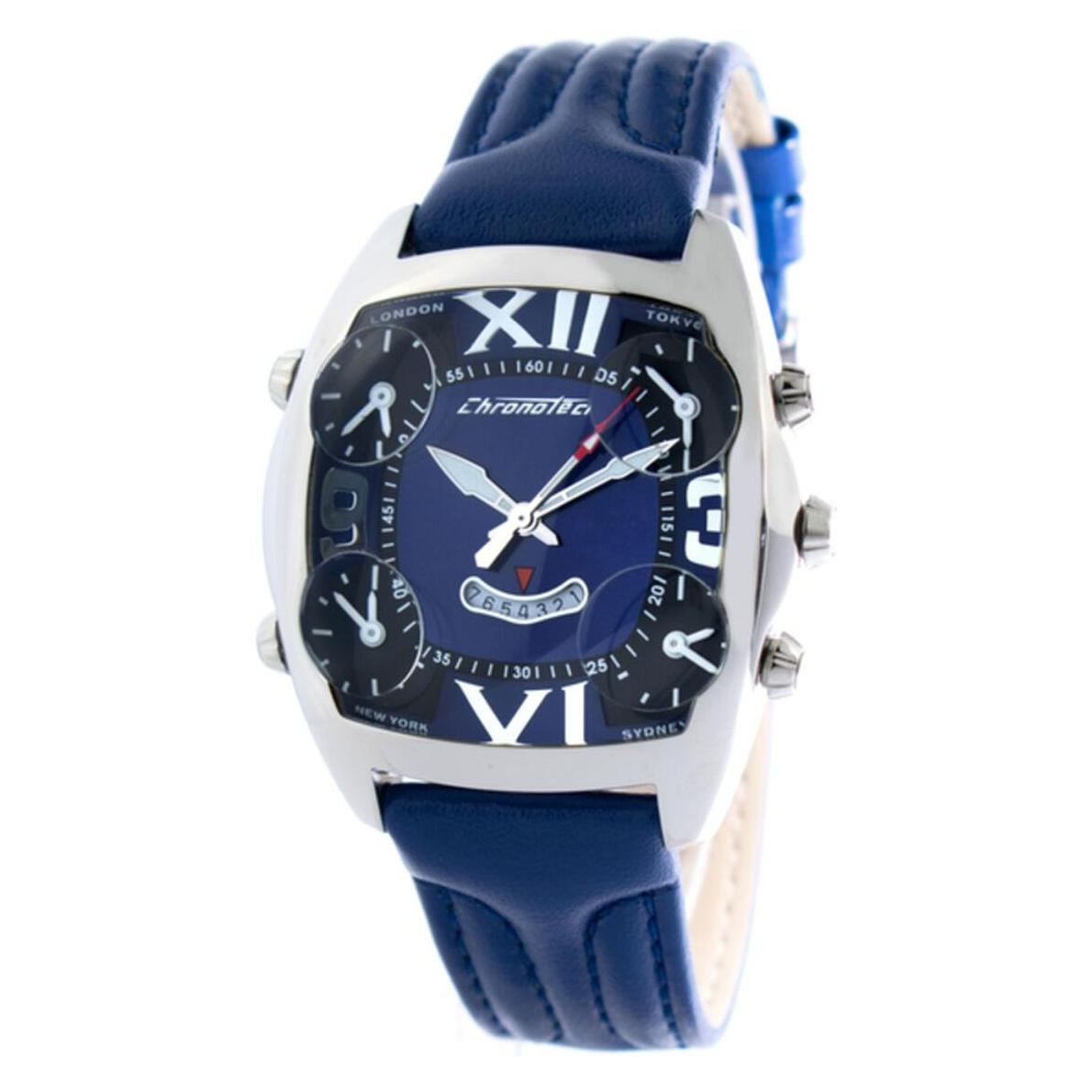 Chronotech, Horloge, Men's Watch CT7677M-03 (Ã˜ 45 Mm), Blauw, Zilver, (45 mm)