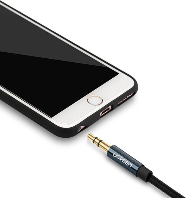 Produktbild Ugreen angled AUX cable 2 x mini jack 3.5mm 1.5m blue (AV112) (1.50 m)