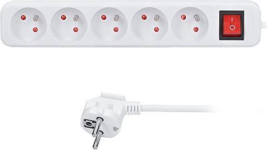 Image du produit Olight Cordon d'extension Solight, 5 prises, blanc, interrupteur, 5m (5 m, CEE 7/3)