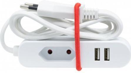 Produktbild Velleman Steckdosenleiste Mit 1 Eurostecker Und 2 Usb-Ports - Ideal Für Unterwegs (1.50 m)
