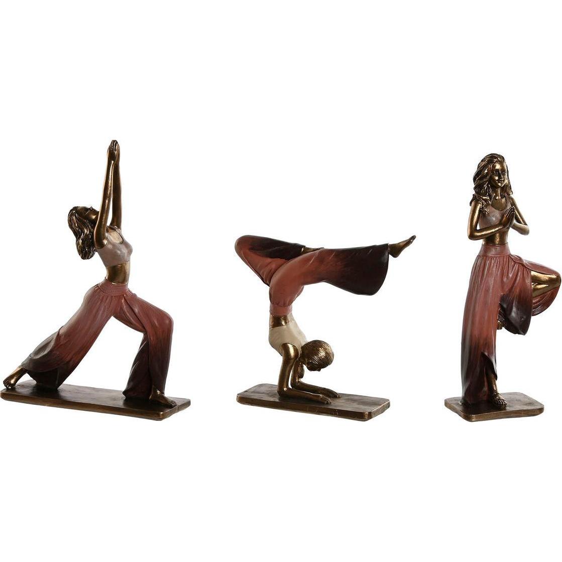 Esprit, Statuette e sculture decorative, Statuetta decorativa Home Pink Gold Yoga Scandi 19 x 6 x 26 cm (3 pezzi)