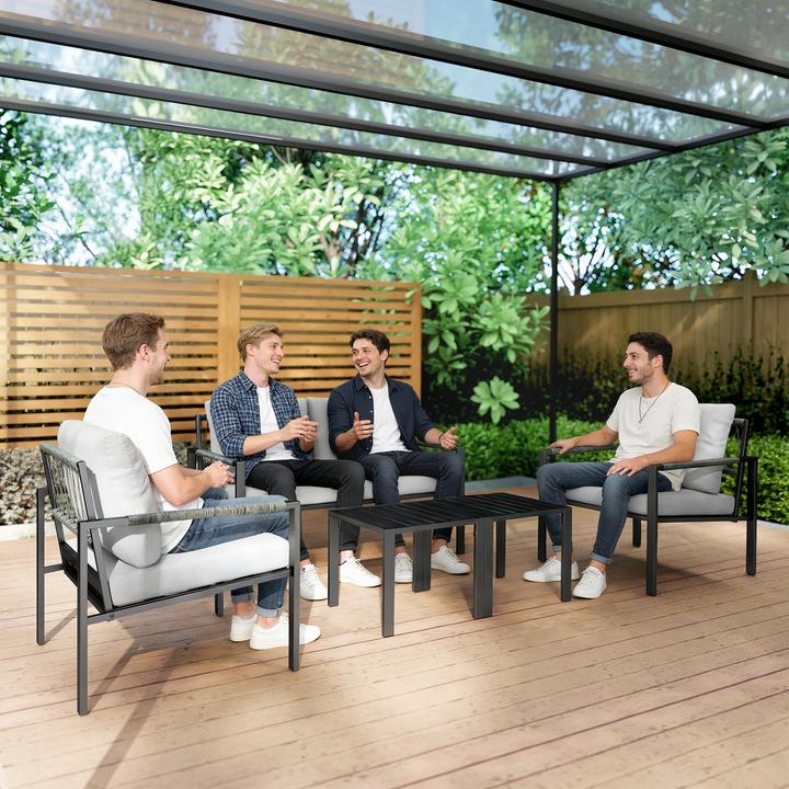 Actual product image Outsunny Gartenmöbel Set Stahl, Polyester Hellgrau