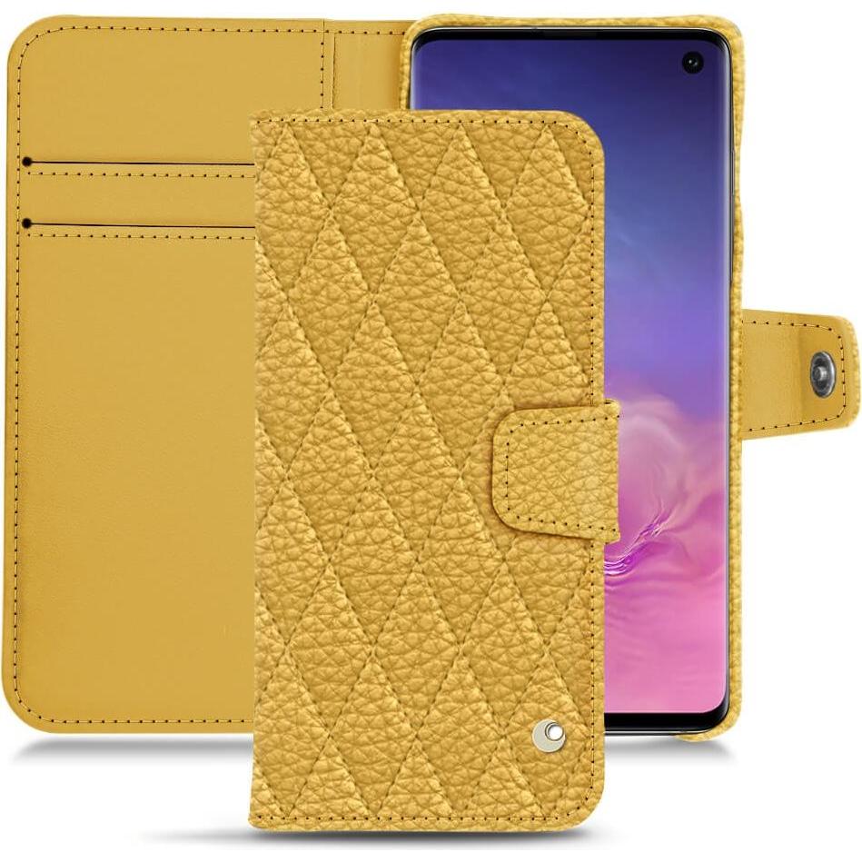 Noreve Lederschutzhülle Wallet (Samsung Galaxy S10), Smartphone Hülle, Orange