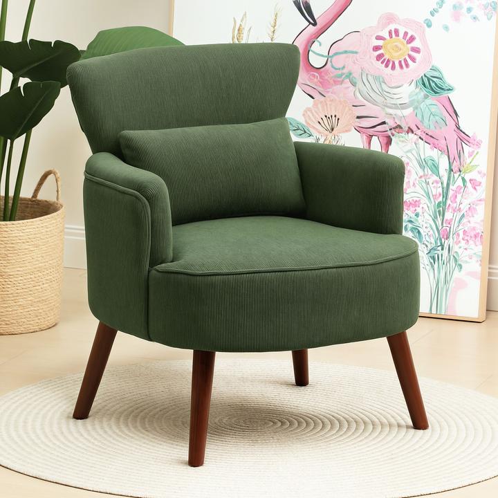 Produktbild Homcom Einzelsessel Polyester, Gummiholz Grün
