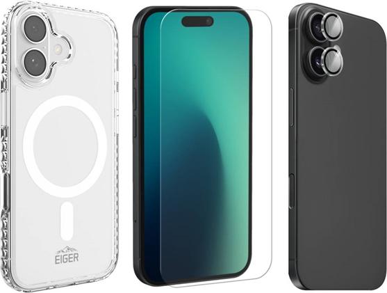 Immagine prodotto Eiger Custodia per iPhone 17 + vetro protettivo + protezione per la fotocamera (Apple iPhone 17)