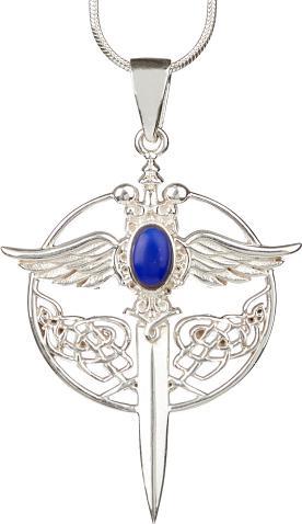 Image du produit PranaHaus Pendentif "Épée de l'Archange Michael (Argent, Lapis-lazuli)