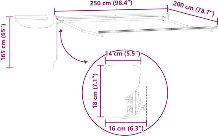 Produktbild vidaXL Elektrische ausziehbare Markise (2.50 m)