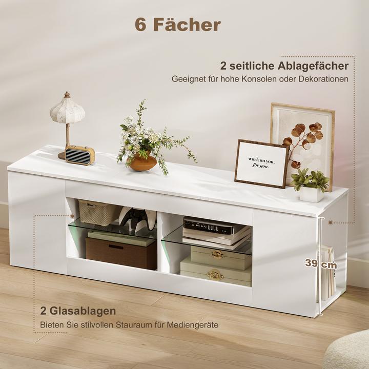 Produktbild Homcom TV Schrank Spanplatte, Glas Weiss (35 x 35 x 42.50 cm)