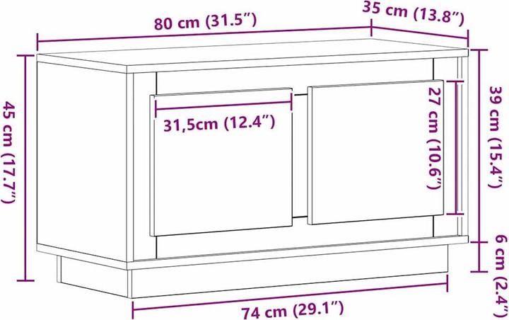 Actual product image vidaXL Entertainment centre (35 x 80 x 45 cm)