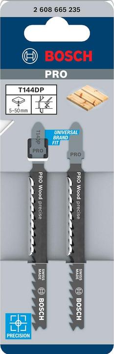 Actual product image Bosch Professional Zubehör PRO Wood precise T144DP Jigsaw blade, 100 mm, 2 pcs.