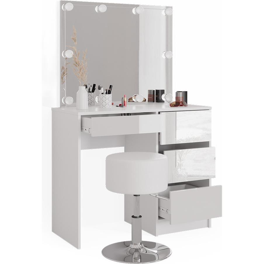 Vicco, Schminktisch, Sherry mit Hocker und Beleuchtung (90 x 40 x 75 cm)