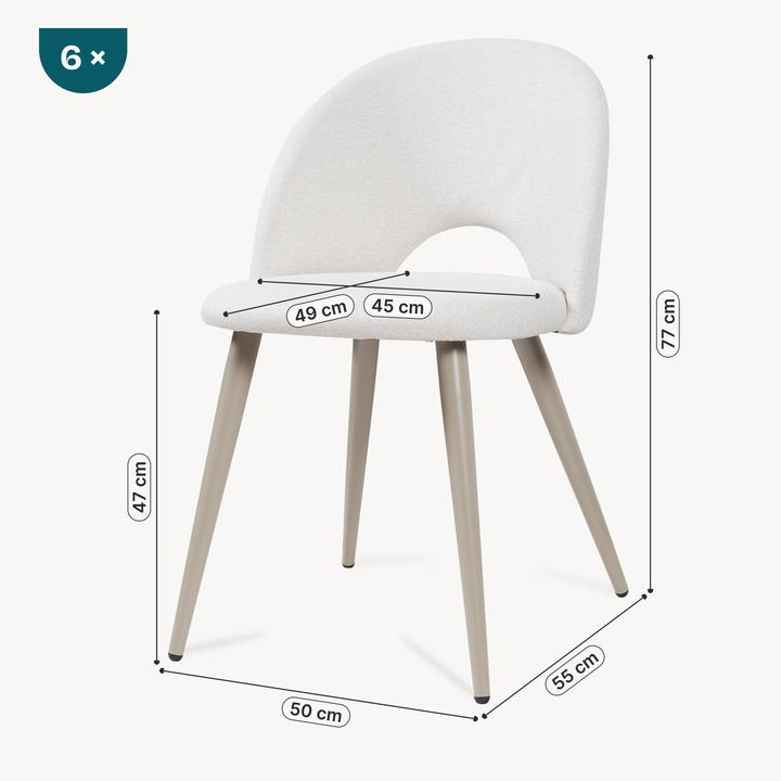 Image du produit En.Casa Esszimmerstuhl Karijoki 6er Set Webstoff Beige
