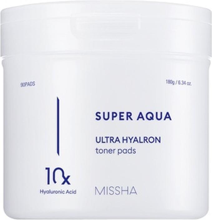 Image du produit Missha MISHA Super Aqua Ultra Hyalron Toner Pads (Lingettes nettoyantes pour le visage, 90 ml)