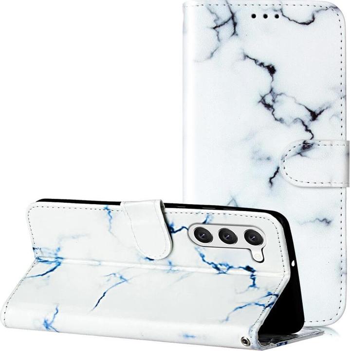 Produktbild Cover-Discount Leder Etui Hülle Marble weiss (Samsung Galaxy S24+)