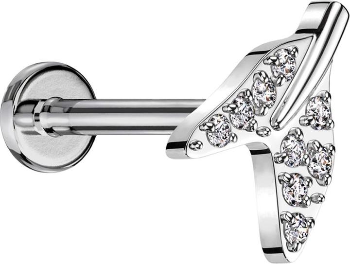 Immagine prodotto Star Piercing Micro labret filo interno argento pinna di squalo argento cristalli argento (Titanio, senza ottone)